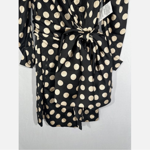 NEW IEENA Mac Duggal [ 0‎ ] Polka Dot Puff Sleeve Soft Tie Tuxedo Dress Black - Picture 11 of 16